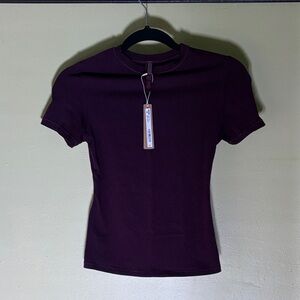 Skims Cotton Jersey Tshirt Currant Size Small